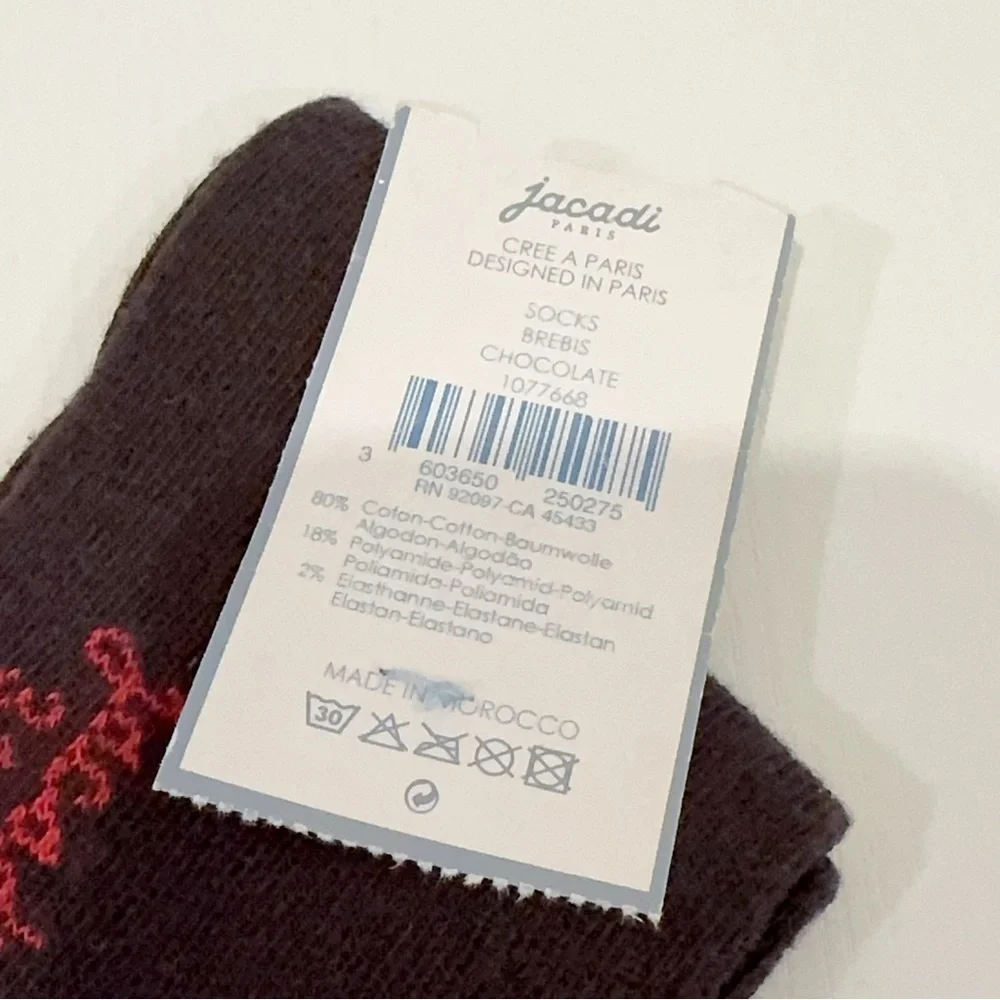2 Pairs of Jacadi Cotton Blend Winter Socks Size 31-34 (6/8Y)